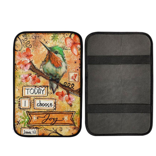 Hummingbird Spring Flower Today I Choose Joy Car Center Console Cover, Car Armrest Pad, Christian Gift, Armrest Box Mat