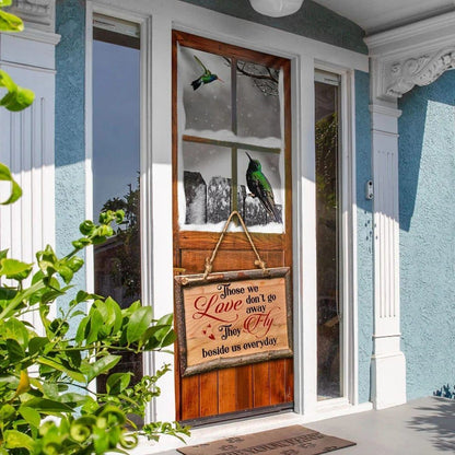 Hummingbird Those We Love Don't Go Away Door Cover, Christmas Door Knob Covers, Christmas Outdoor Decoration