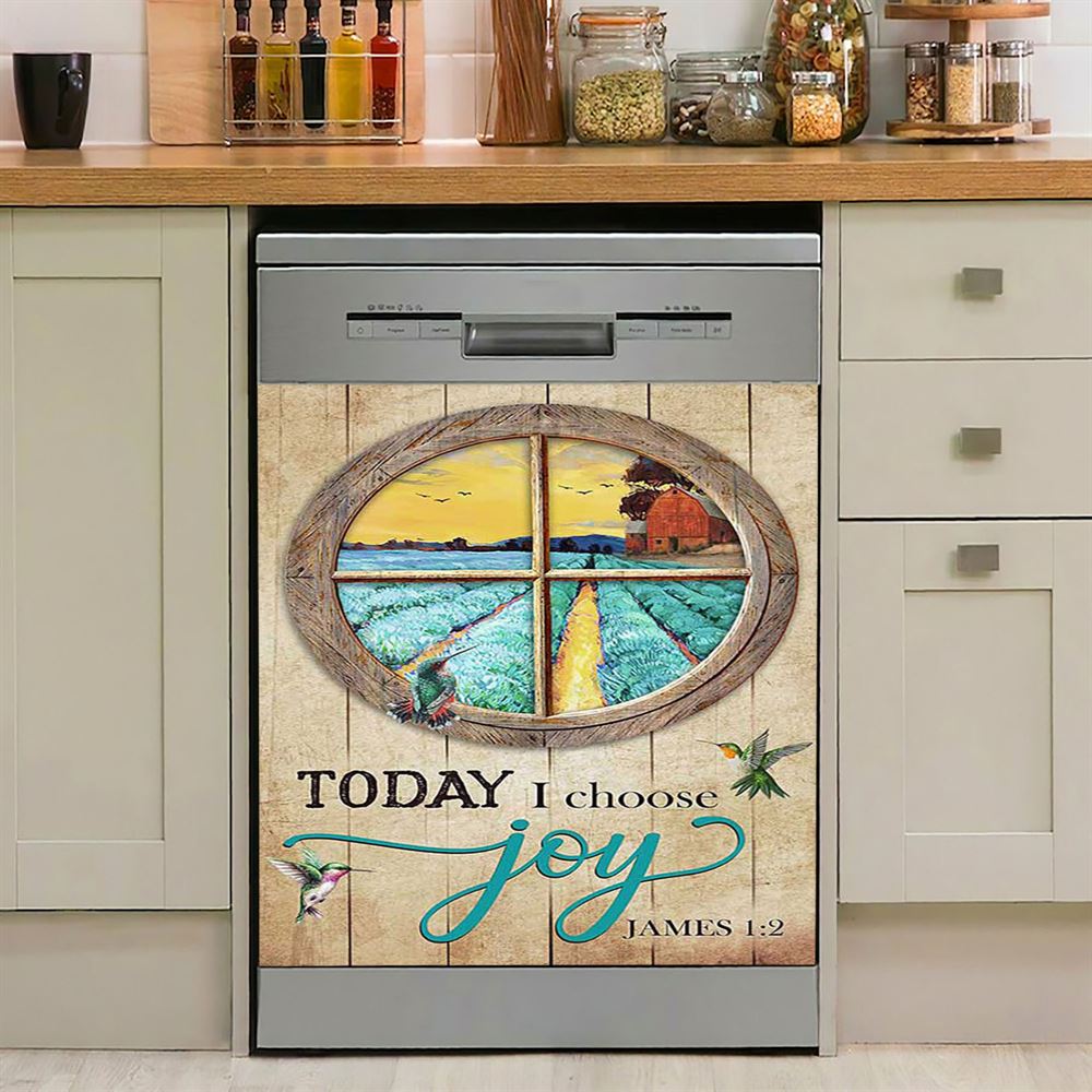 Hummingbird Today I Choose Joy Dishwasher Cover, Bible Verse Dishwasher Stickers, Inspirational Kitchen Decor