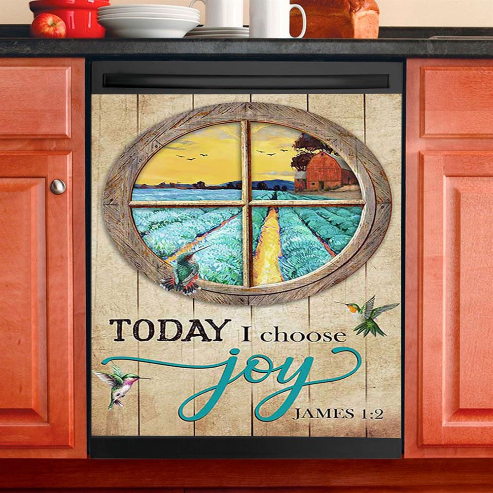 Hummingbird Today I Choose Joy Dishwasher Cover, Bible Verse Dishwasher Stickers, Inspirational Kitchen Decor