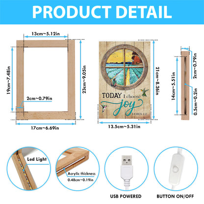 Hummingbird Today I Choose Joy Frame Lamp Art - Bible Verse Wooden Lamp - Inspirational Art - Christian Home Decor