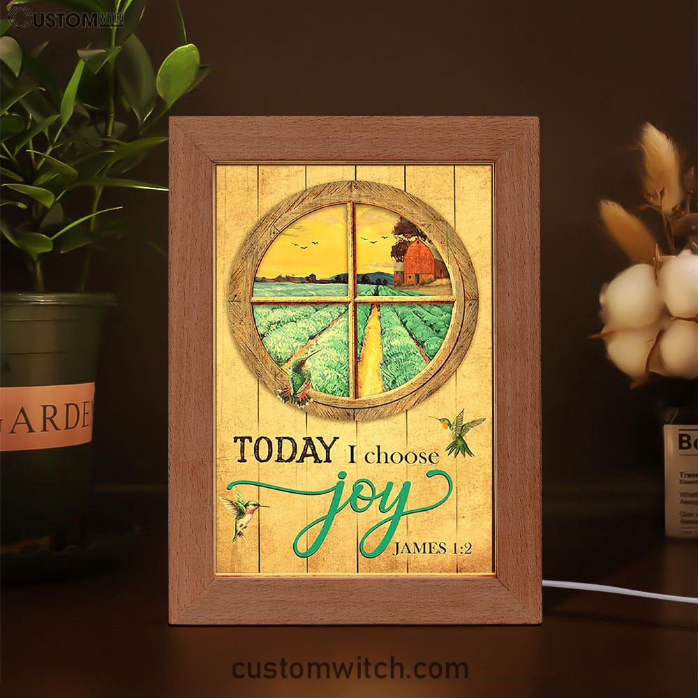 Hummingbird Today I Choose Joy Frame Lamp Art - Bible Verse Wooden Lamp - Inspirational Art - Christian Home Decor
