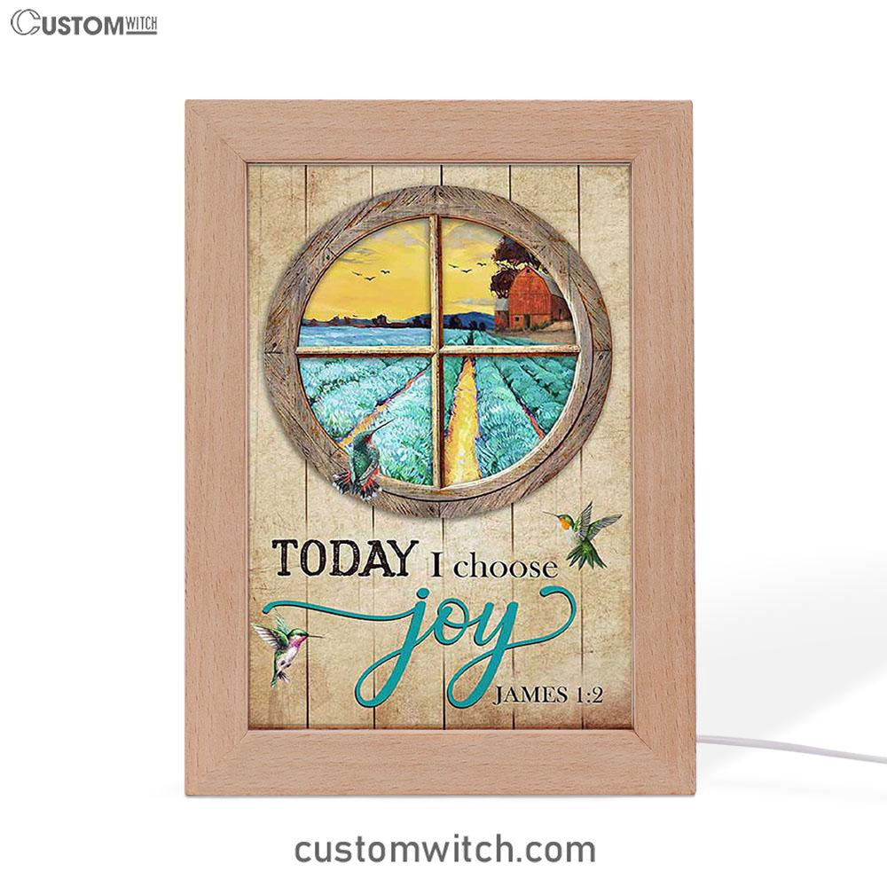 Hummingbird Today I Choose Joy Frame Lamp Art - Bible Verse Wooden Lamp - Inspirational Art - Christian Home Decor