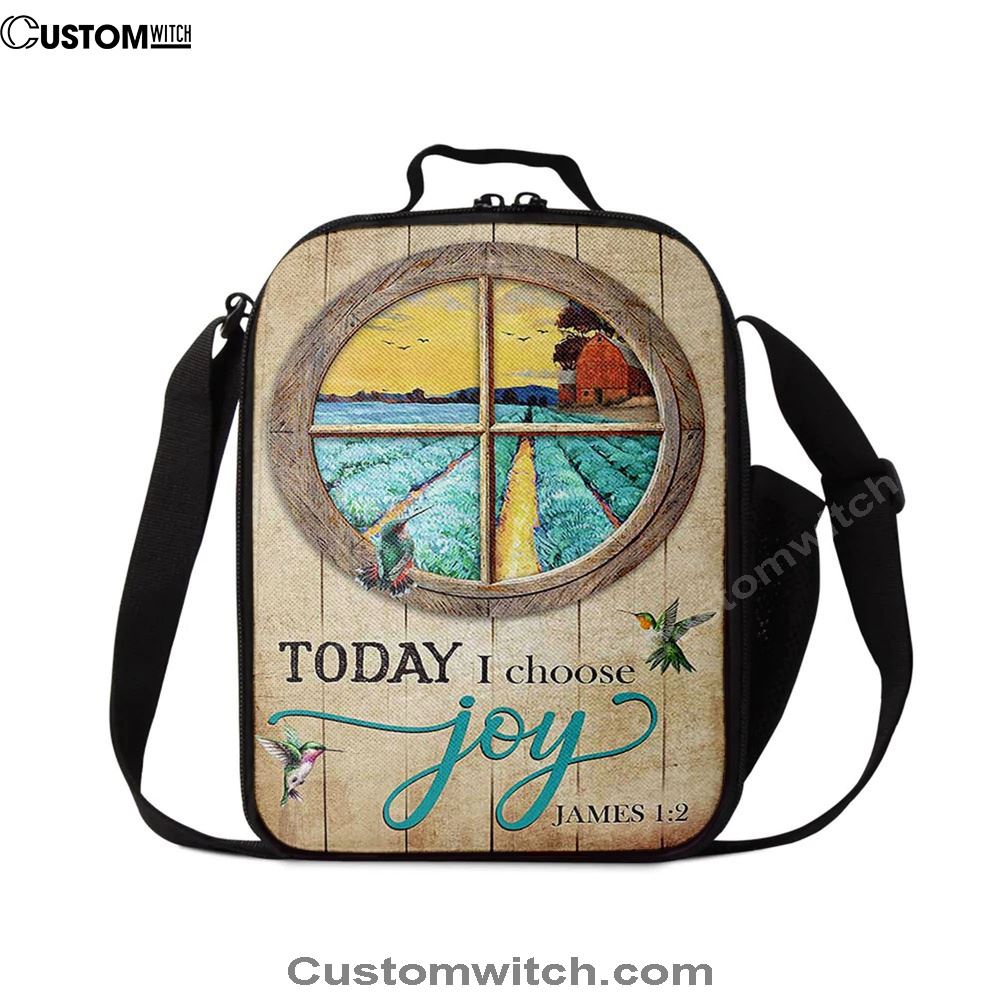 Hummingbird Today I Choose Joy Lunch Bag, Christian Lunch Bag, Religious Lunch Box For School, Picnic