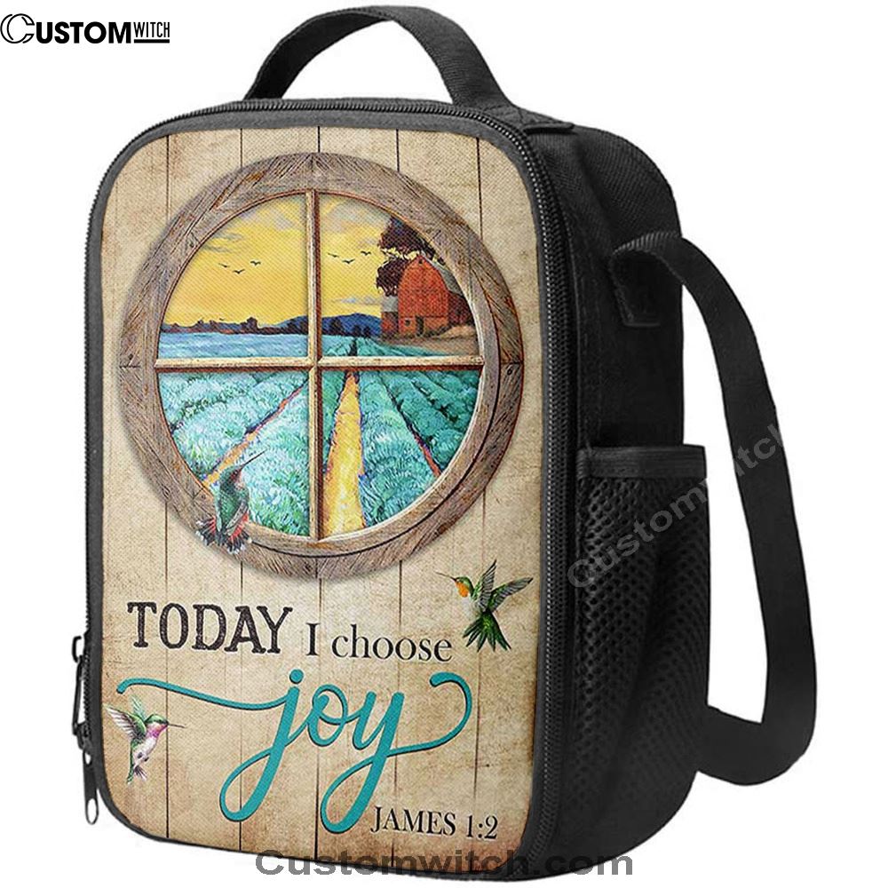 Hummingbird Today I Choose Joy Lunch Bag, Christian Lunch Bag, Religious Lunch Box For School, Picnic