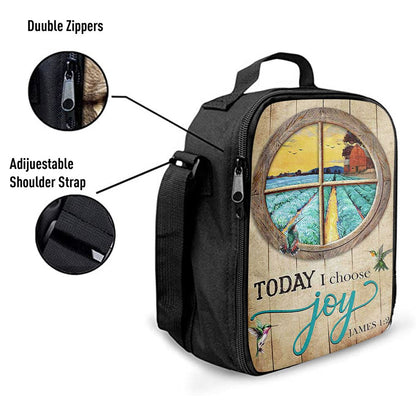 Hummingbird Today I Choose Joy Lunch Bag, Christian Lunch Bag, Religious Lunch Box For School, Picnic