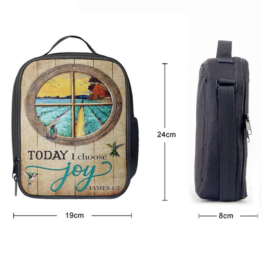 Hummingbird Today I Choose Joy Lunch Bag, Christian Lunch Bag, Religious Lunch Box For School, Picnic