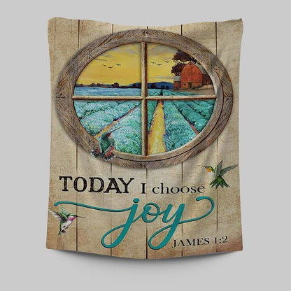 Hummingbird Today I Choose Joy Tapestry Wall Art - Bible Verse Tapestry Art - Inspirational Art -  Christian Indoor Wall Tapestries