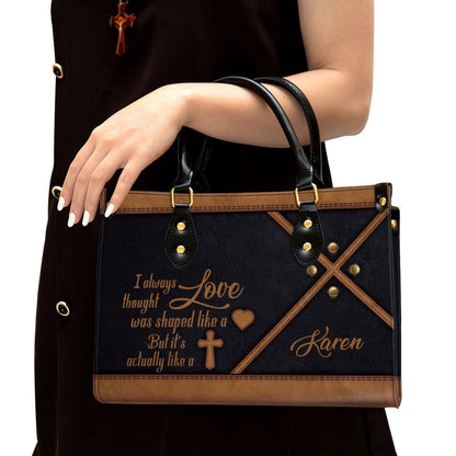 I Always Thought Love Was Shaped Like A Heart Personalized Christian Leather Bag For Women, Religious Gifts For Women