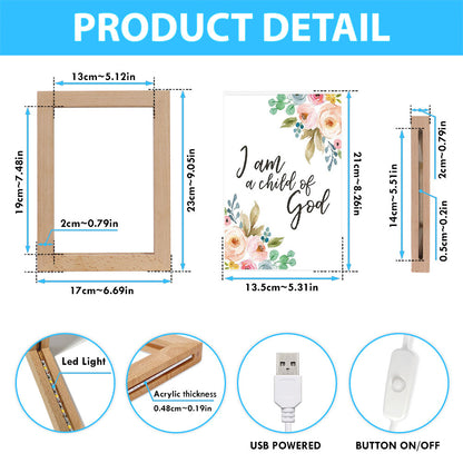 I Am A Child Of God Frame Lamp Prints - Scripture Decor For Kids Bedroom Girls Boys Room