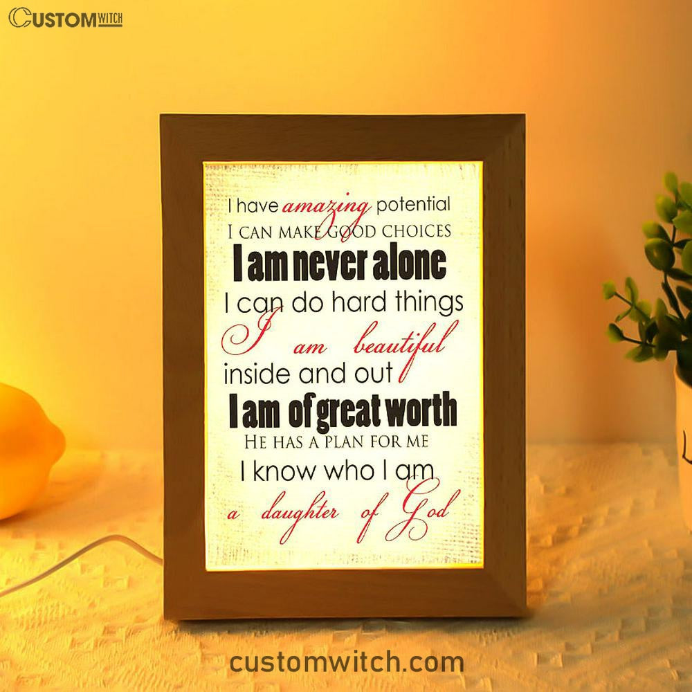 I Am A Daughter Of God Art Frame Lamp Prints - Christian Night Light Decor