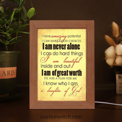 I Am A Daughter Of God Art Frame Lamp Prints - Christian Night Light Decor