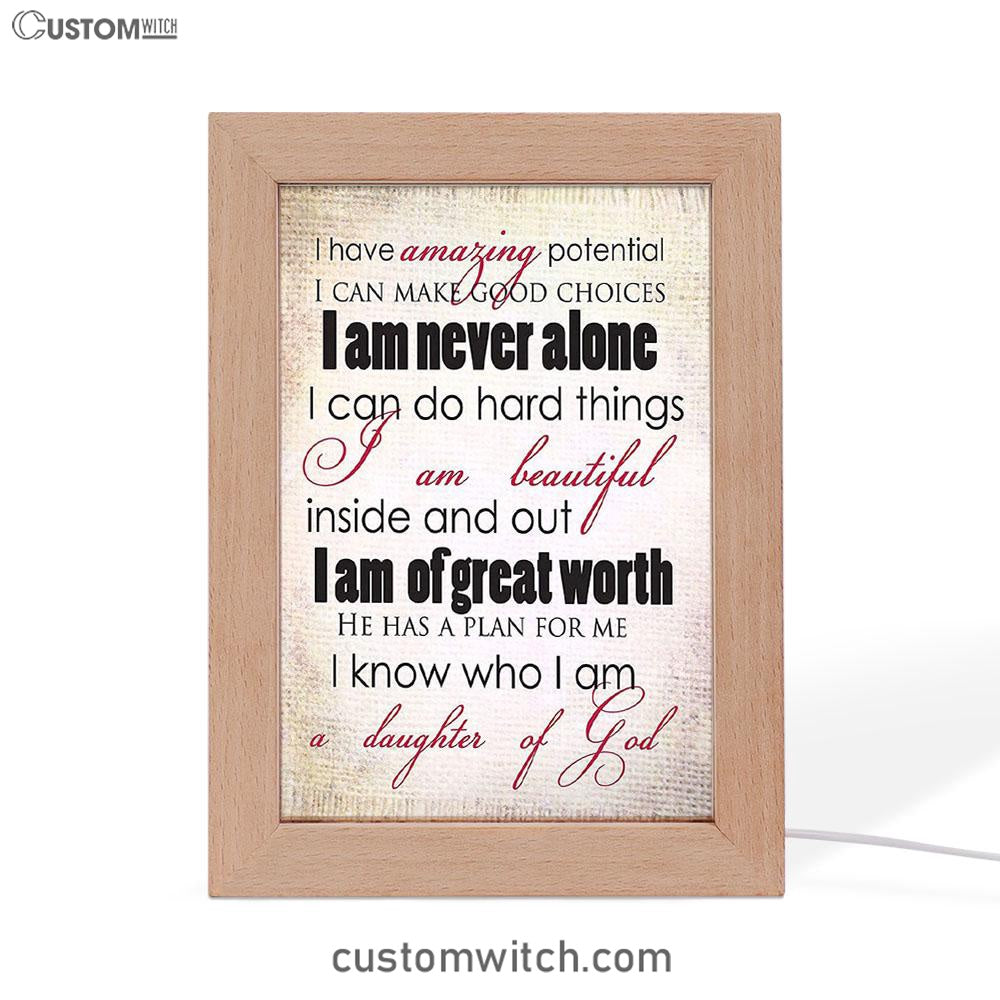 I Am A Daughter Of God Art Frame Lamp Prints - Christian Night Light Decor