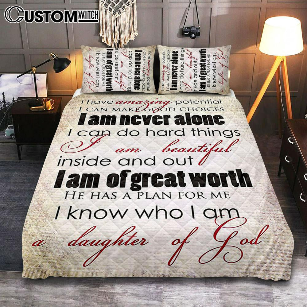 I Am A Daughter Of God Bedroom Quilt Bedding Set Prints - Christian Quilt Bedding Set Bedroom Decor