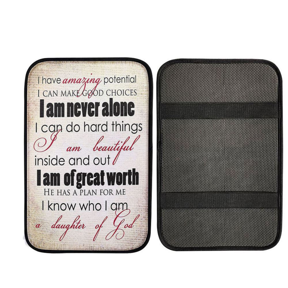 I Am A Daughter Of God Car Armrest Pad Car Center Console Cover, Christ Car Armrest Accessories