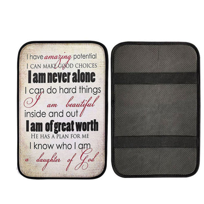 I Am A Daughter Of God Car Armrest Pad Car Center Console Cover, Christ Car Armrest Accessories