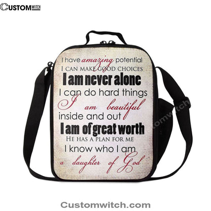 I Am A Daughter Of God Lunch Bag, Christian Lunch Bag, Religious Lunch Box For School, Picnic