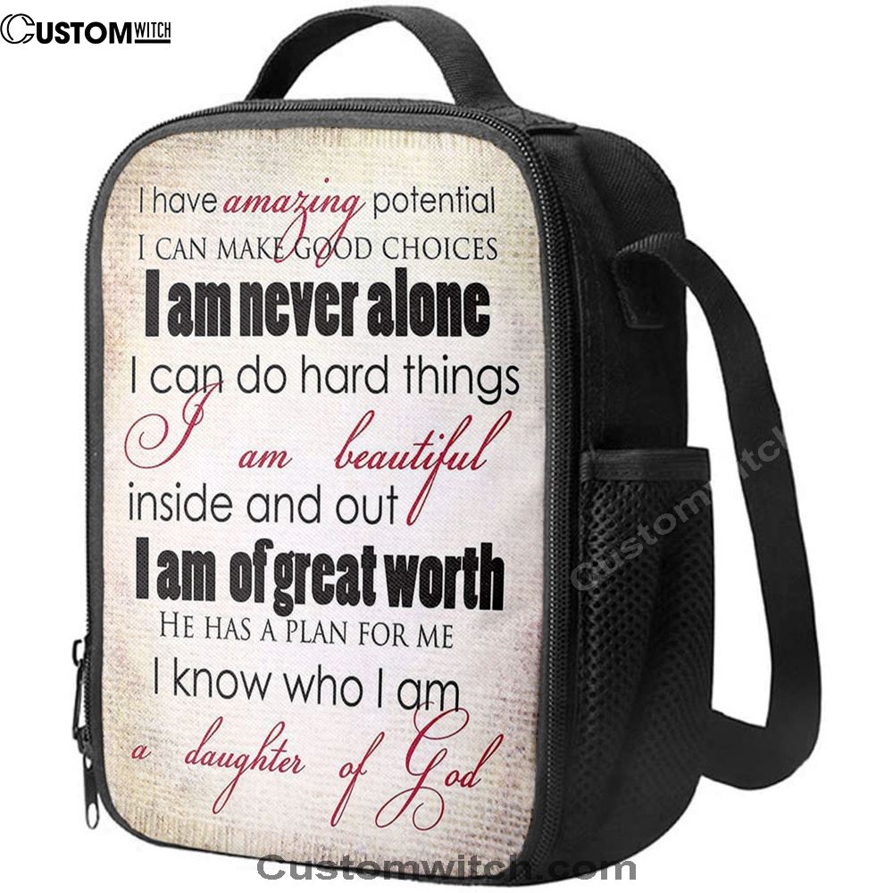 I Am A Daughter Of God Lunch Bag, Christian Lunch Bag, Religious Lunch Box For School, Picnic