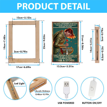 I Am A Storm Women Warrior Frame Lamp Art - Christian Frame Lamp - Religious Gifts Night Light