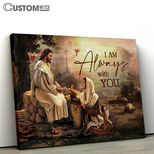 I Am Always With You Canvas - Jesus And Maria Red Cardinal Canvas Prints - Religious Canvas Art - Christian Home Decor