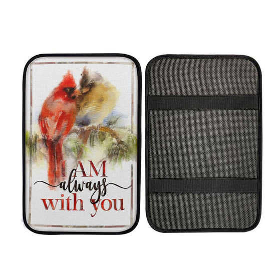 I Am Always With You Cardinal Christian Car Center Console Cover, Jesus Art, Car Interior Accessories