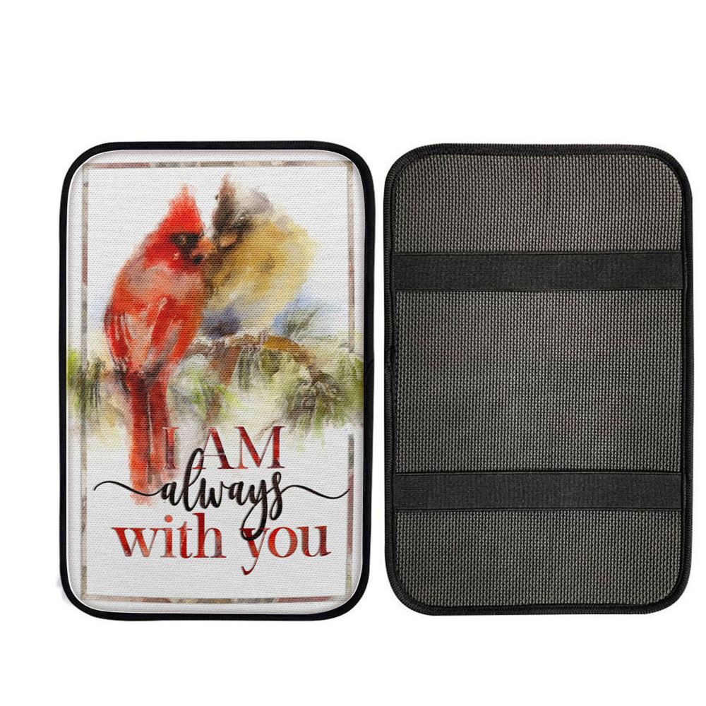I Am Always With You Cardinal Christian Car Center Console Cover, Christ Car Armrest Accessories