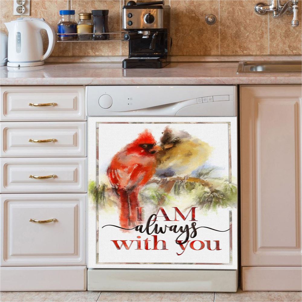 I Am Always With You Cardinal Christian Dishwasher Cover, Bible Verse Dishwasher Stickers, Scripture Kitchen Decor