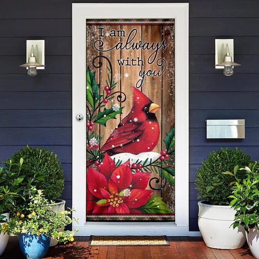 I Am Always With You Cardinal Memory Sign Door Cover, Christmas Door Knob Covers, Christmas Outdoor Decoration
