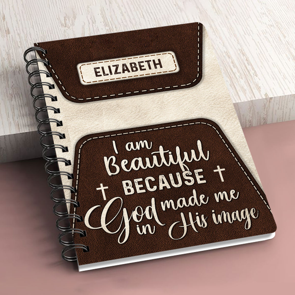 I Am Beautiful Because God Made Me In His Image Personalized Spiral Notebook, Scripture Gifts For Christian