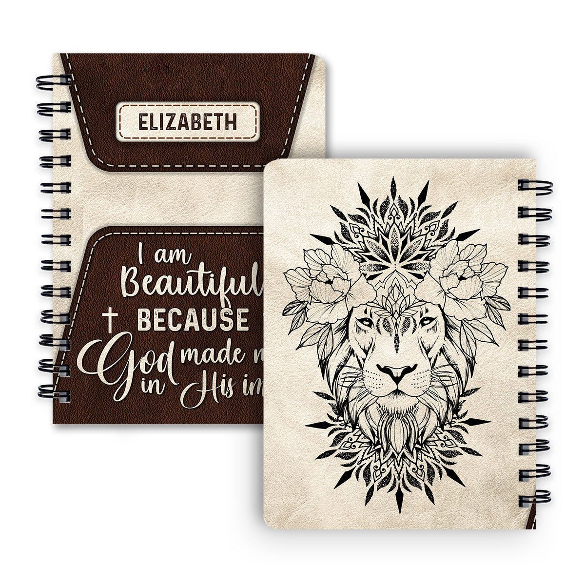 I Am Beautiful Because God Made Me In His Image Personalized Spiral Notebook, Scripture Gifts For Christian