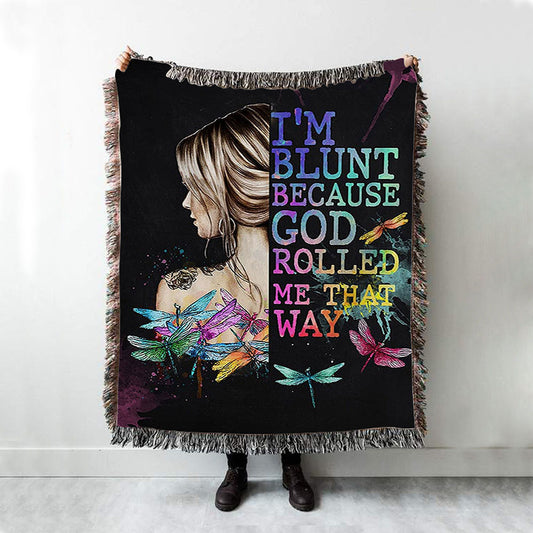 I Am Blunt Woven Throw Blanket Decor - Bohemian Throw Blanket - Hippie Room Decor - Trippy Boho Blanket