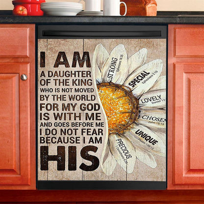 I Am Daughter Of The King Dishwasher Cover, Half Of Daisy Flower Dishwasher Stickers, Christian Kitchen Decor