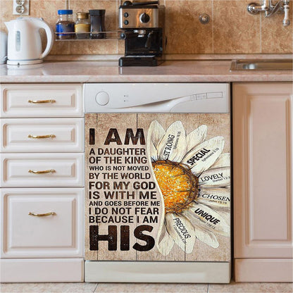 I Am Daughter Of The King Dishwasher Cover, Half Of Daisy Flower Dishwasher Stickers, Christian Kitchen Decor