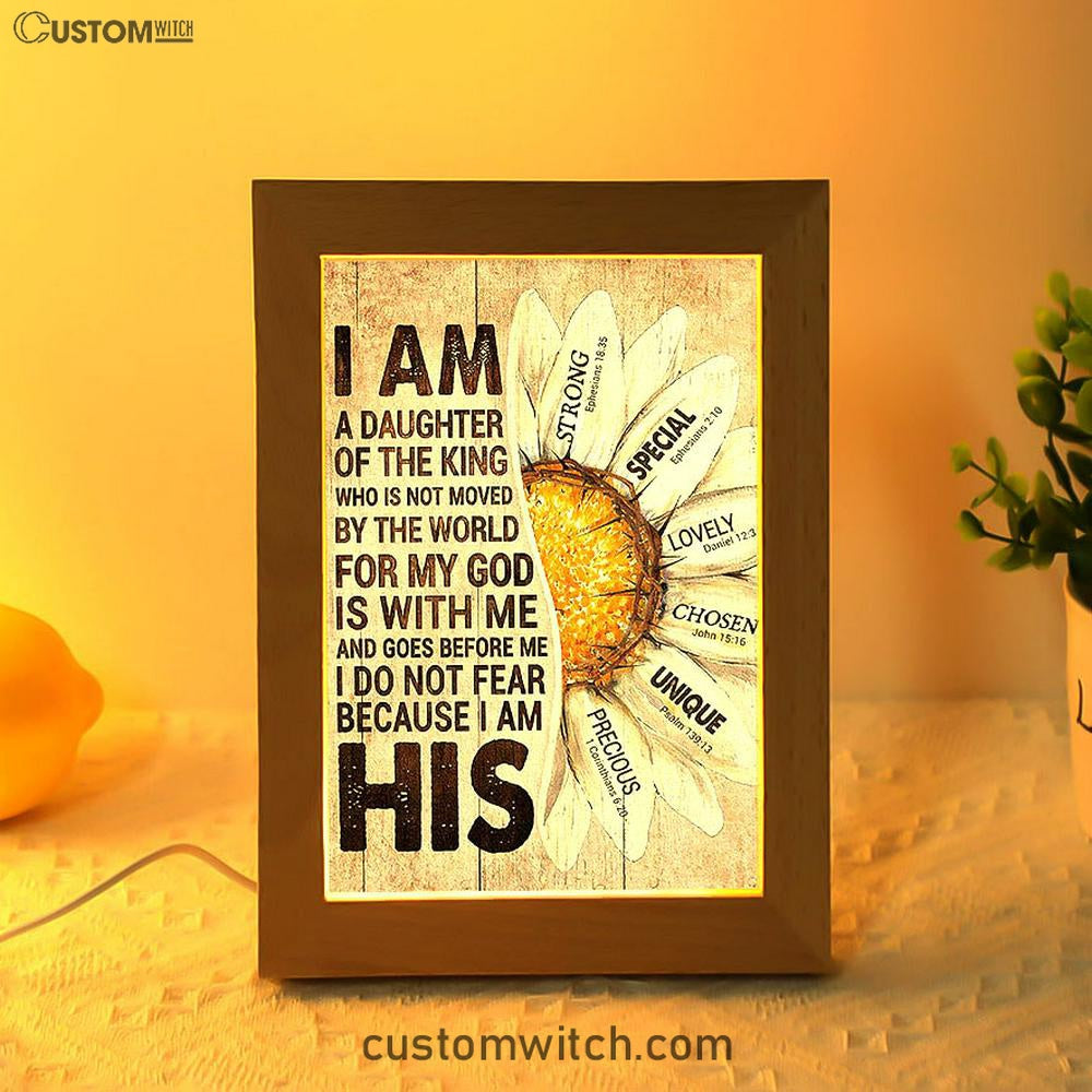 I Am Daughter Of The King Frame Lamp - Half Of Daisy Flower Frame Lamp Art - Christian Art - Bible Verse Art - Religious Home Decor