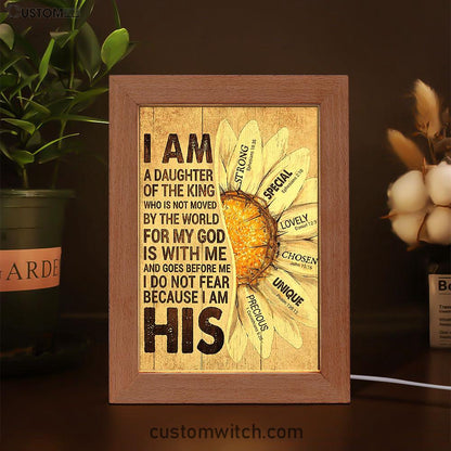 I Am Daughter Of The King Frame Lamp - Half Of Daisy Flower Frame Lamp Art - Christian Art - Bible Verse Art - Religious Home Decor