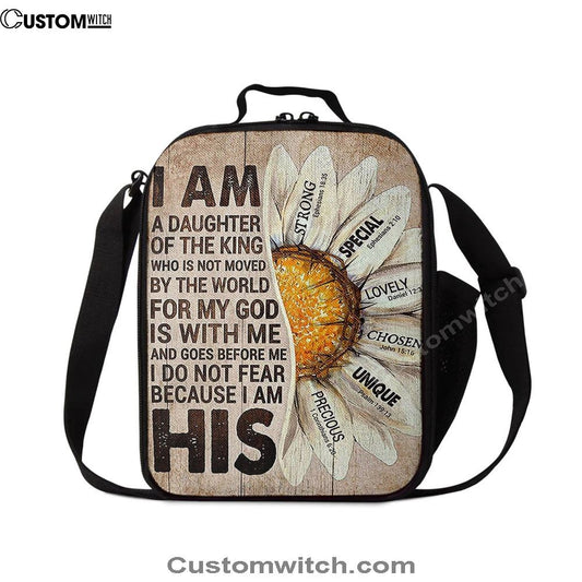 I Am Daughter Of The King Lunch Bag, Half Of Daisy Flower Lunch Bag, Christian Lunch Bag, Religious Lunch Box For School, Picnic