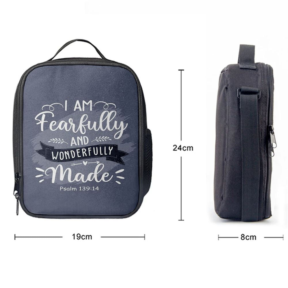I Am Fearfully And Wonderfully Made Psalm 13914 Lunch Bag, Christian Lunch Bag, Religious Lunch Box For School, Picnic