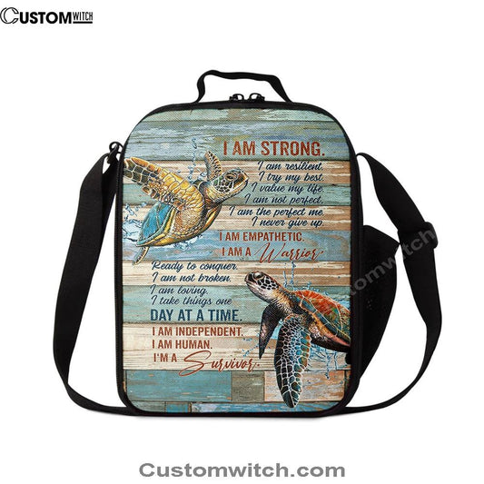 I Am Strong I Am A Survivor Sea Turtle Lunch Bag, Christian Lunch Bag, Religious Lunch Box For School, Picnic