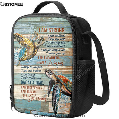 I Am Strong I Am A Survivor Sea Turtle Lunch Bag, Christian Lunch Bag, Religious Lunch Box For School, Picnic