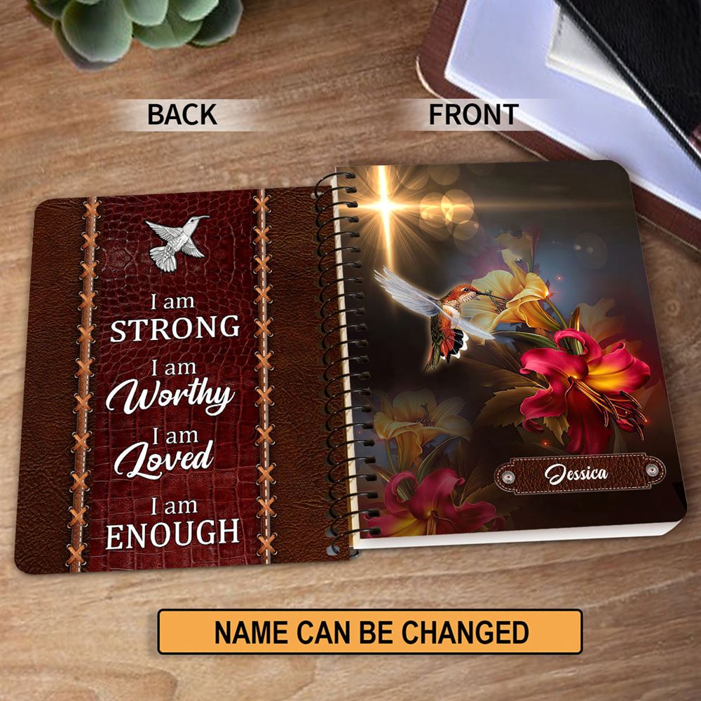 I Am Strong Personalized Spiral Notebook, Scripture Gifts For Christian