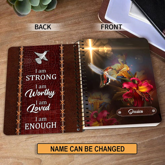 I Am Strong Personalized Spiral Notebook, Scripture Gifts For Christian