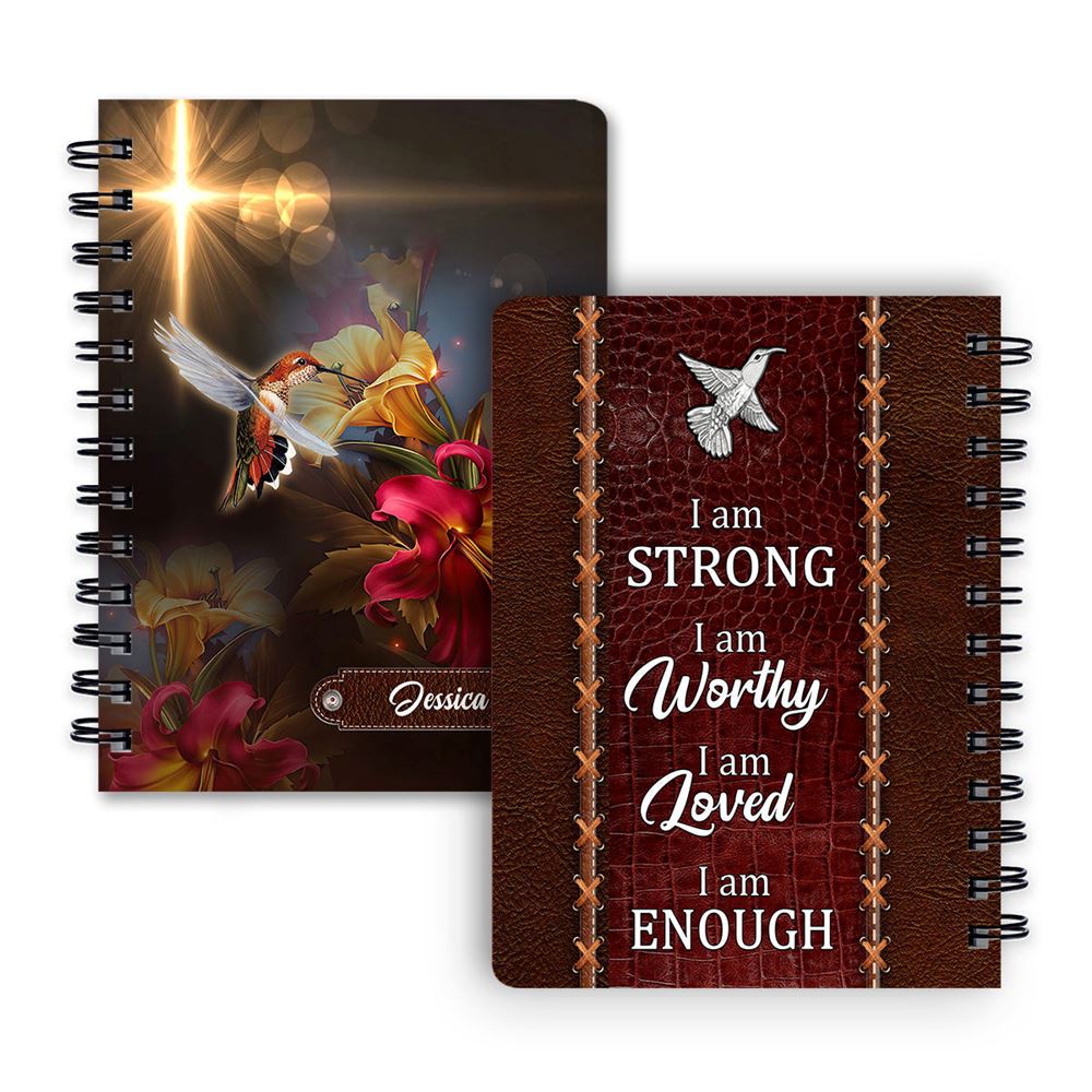 I Am Strong Personalized Spiral Notebook, Scripture Gifts For Christian