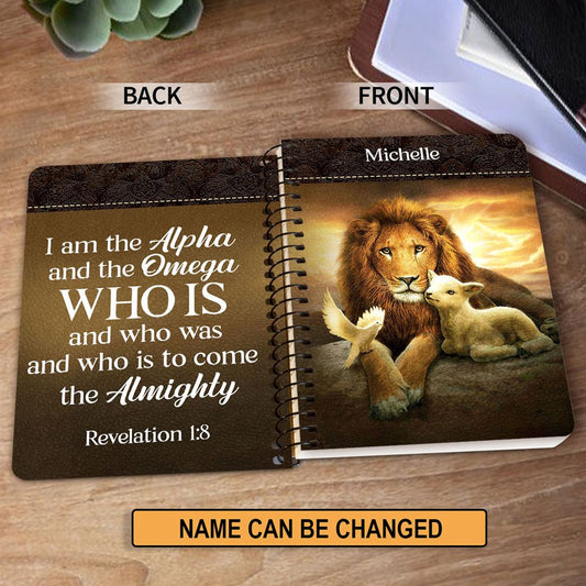 I Am The Alpha And The Omega Personalized Spiral Notebook, Scripture Gifts For Christian