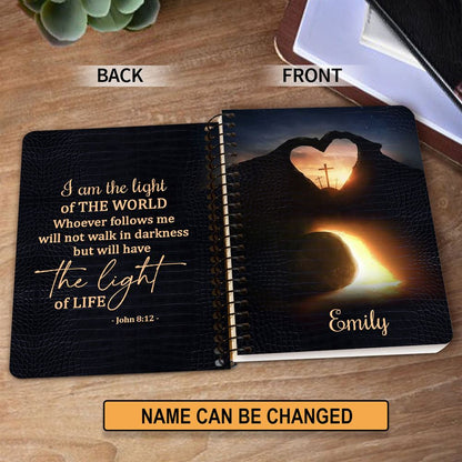 I Am The Light Of The World Personalized Spiral Notebook, Scripture Gifts For Christian