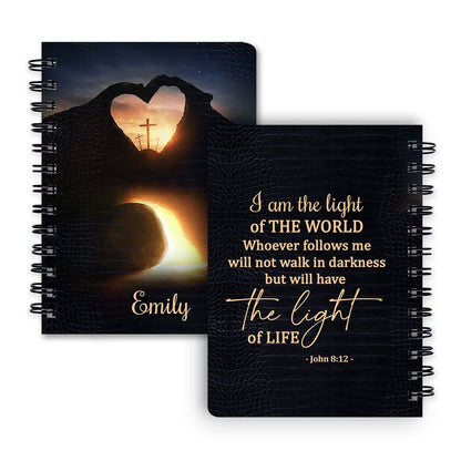 I Am The Light Of The World Personalized Spiral Notebook, Scripture Gifts For Christian
