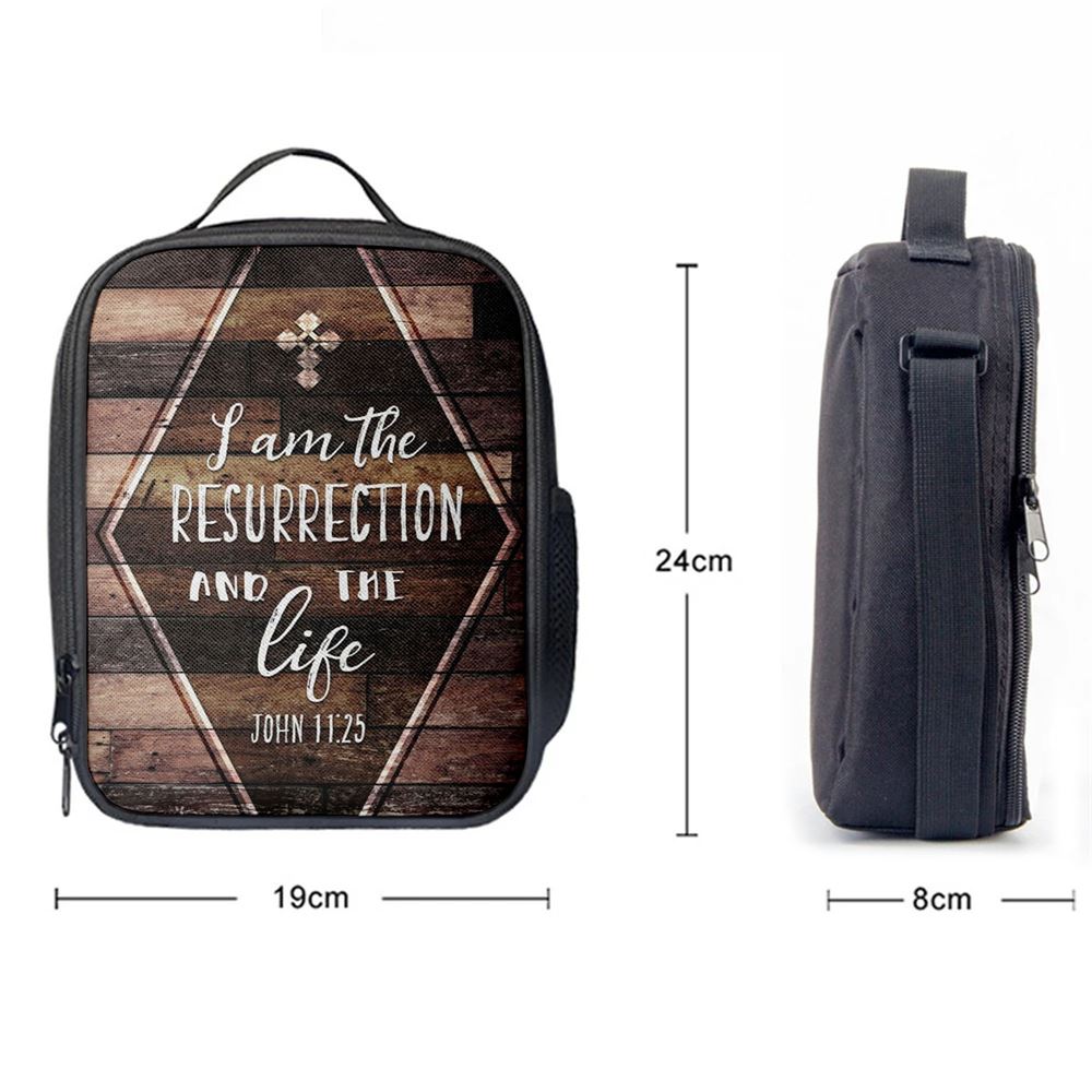 I Am The Resurrection And The Life John 1125 Lunch Bag, Christian Lunch Bag, Religious Lunch Box For School, Picnic