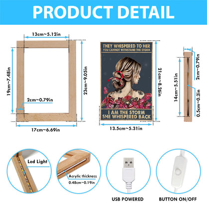I Am The Storm Art Frame Lamp - Encouragement Gifts For Women