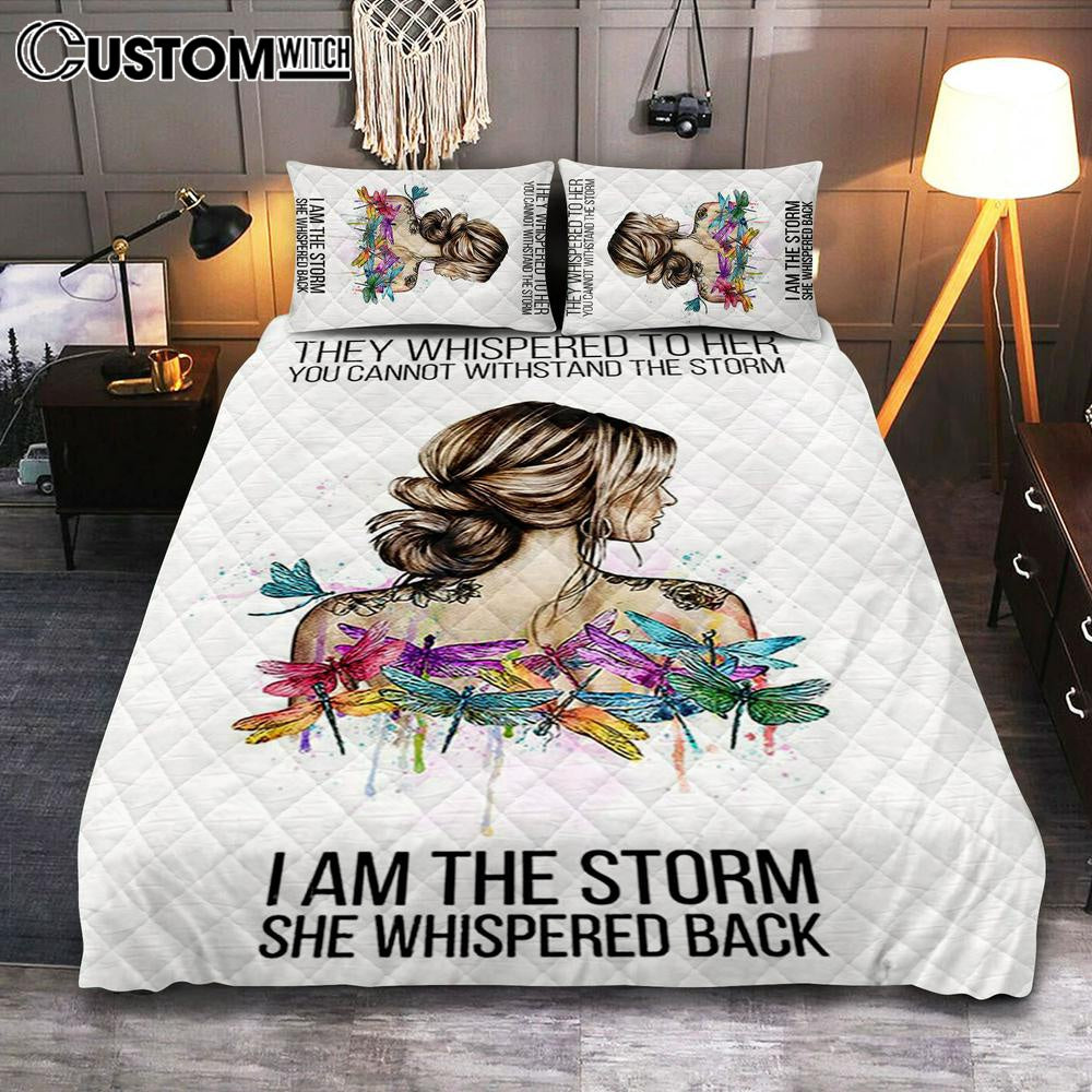 I Am The Storm Bedroom Decor - Positive Motivational Inspirational Quote -  Gifts For Women - Boho Dragonfly Print