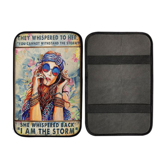 I Am The Storm Car Center Console Cover - Boho-Chic Car Armrest Pad - Positive Car Armrest Pad For Women, Christ Car Armrest Accessories