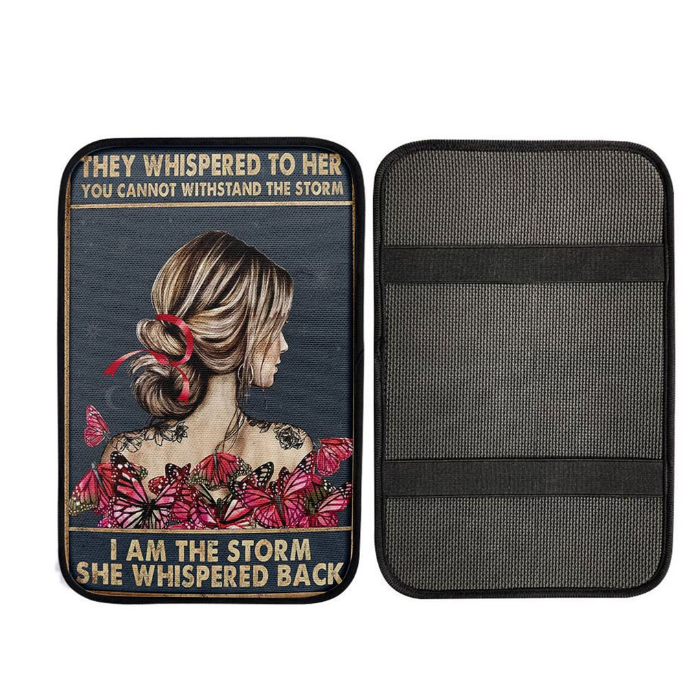 I Am The Storm Car Center Console Cover - Encouragement Gifts For Women, Religious Car Interior Accessories